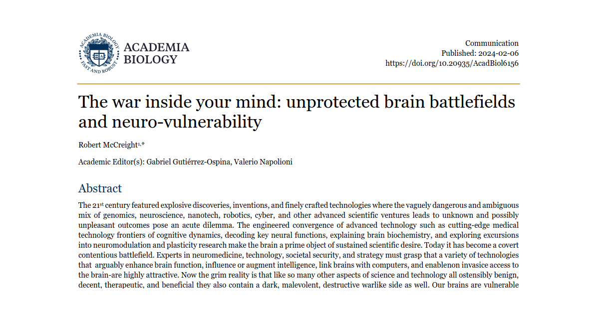 The war inside your mind: unprotected brain battlefields and neuro-vulnerability