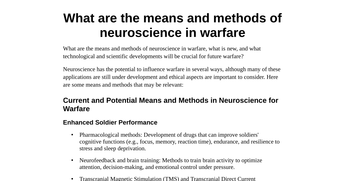 What are the means and methods of neuroscience in warfare